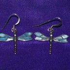 Dragonfly Green/Blue Silver Earrings